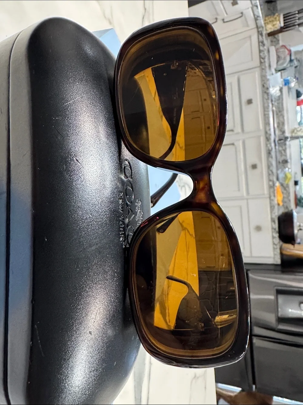 Coach Brown Tortoiseshell Sunglasses with Gold Accent